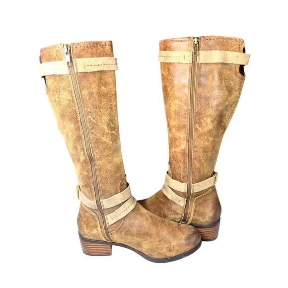 Vintage UGG Darcie Tall Riding Boots Distressed Leather Lined Suede Straps US8 - Picture 7 of 8